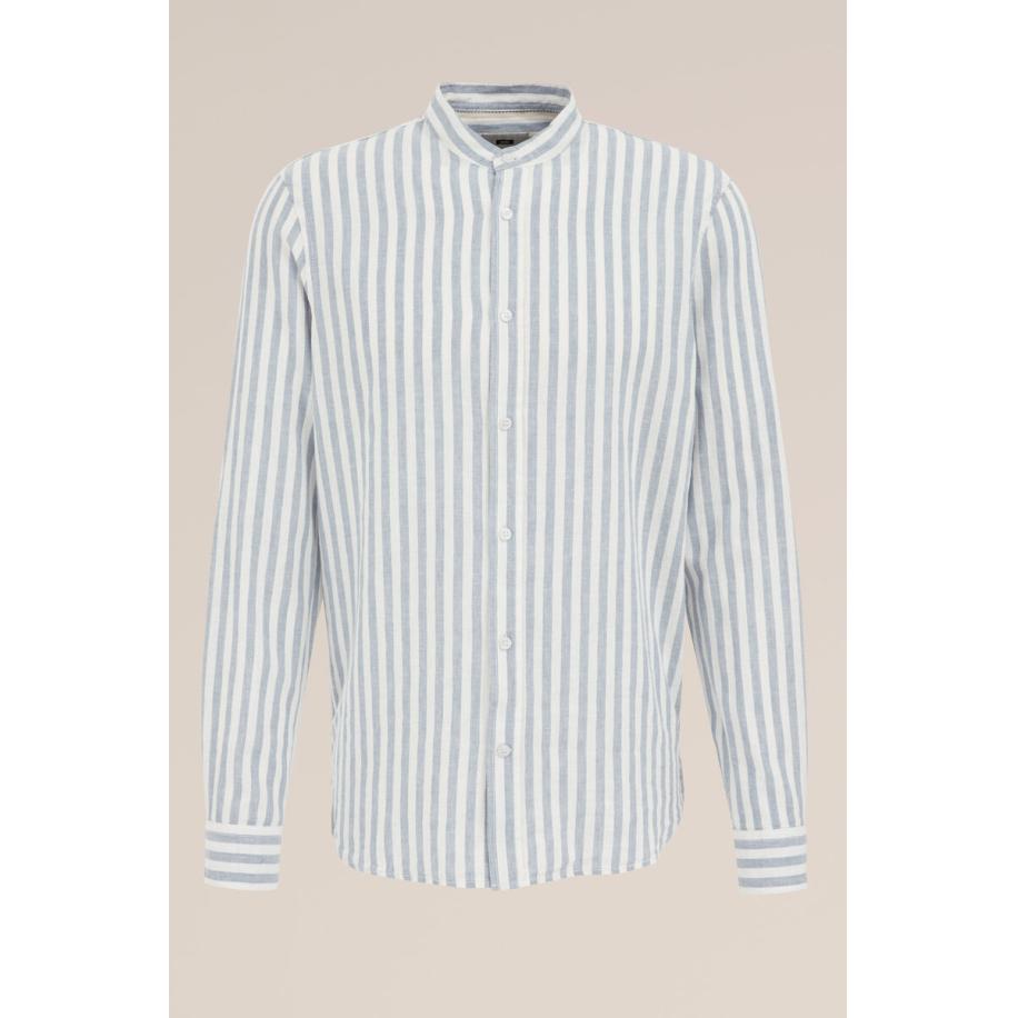 Fundamentals heren overhemd van linnenmix - Regular fit - Blauw - Linnen - Maat: XL Blauw