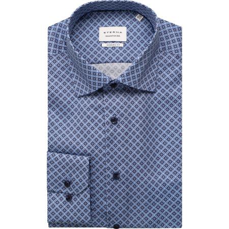 ETERNA Overhemd middenblauw, Bedrukt