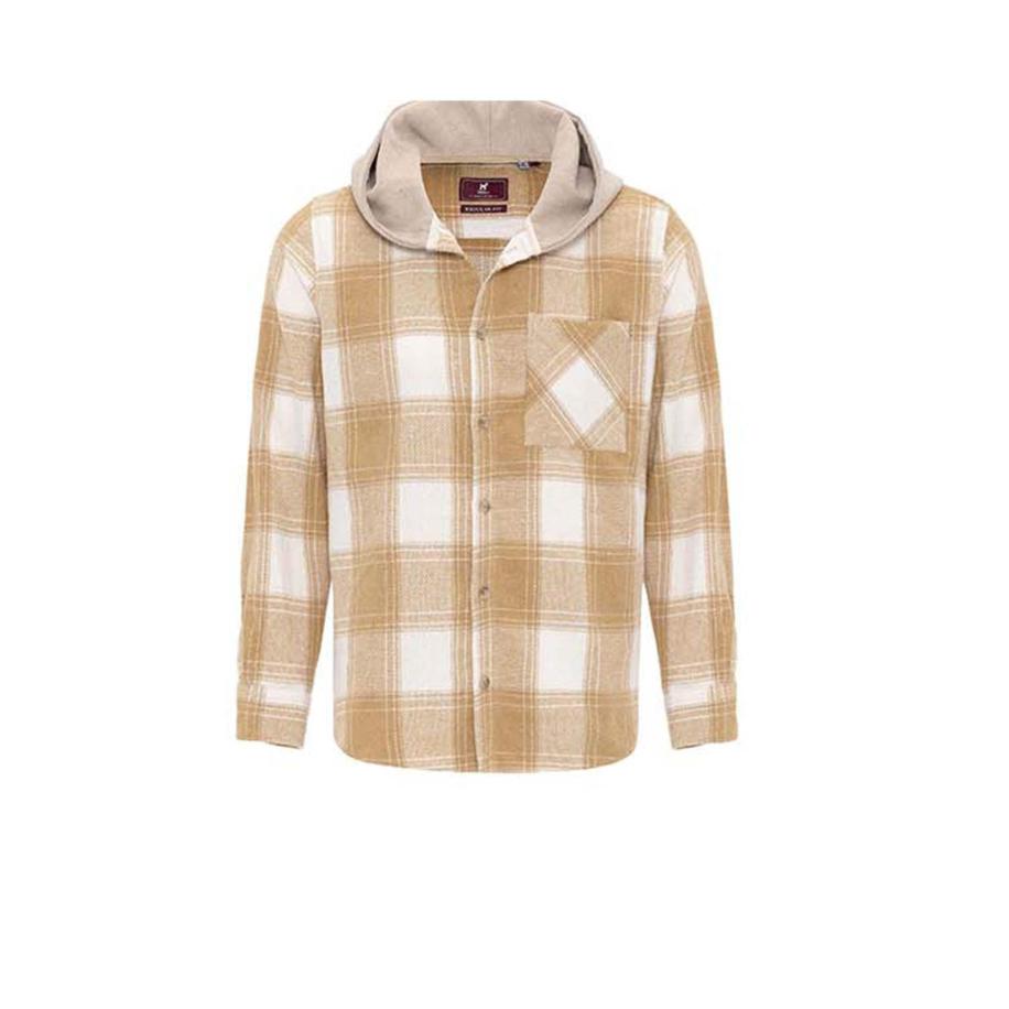 Williot Williot Overhemd cappuccino / lichtbruin / wit -