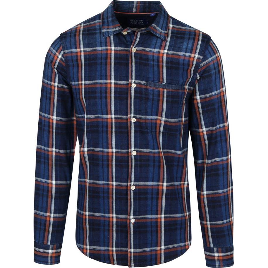 Scotch and Soda Overhemd Blauw Geruit Blauw