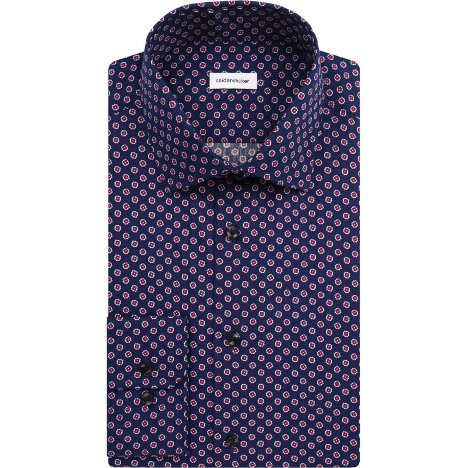 Seidensticker Overhemd donkerblauw, Bedrukt Blauw