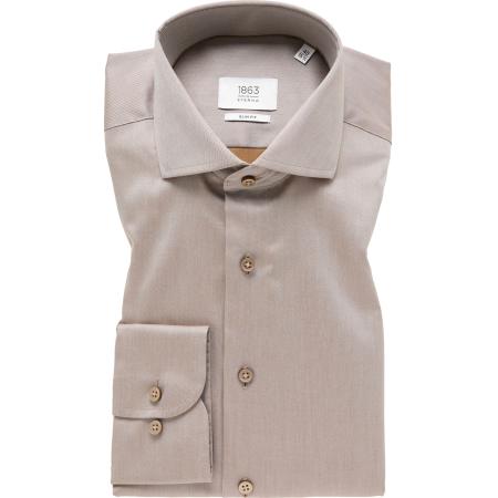 ETERNA 1863 Overhemd beige-bruin, Effen