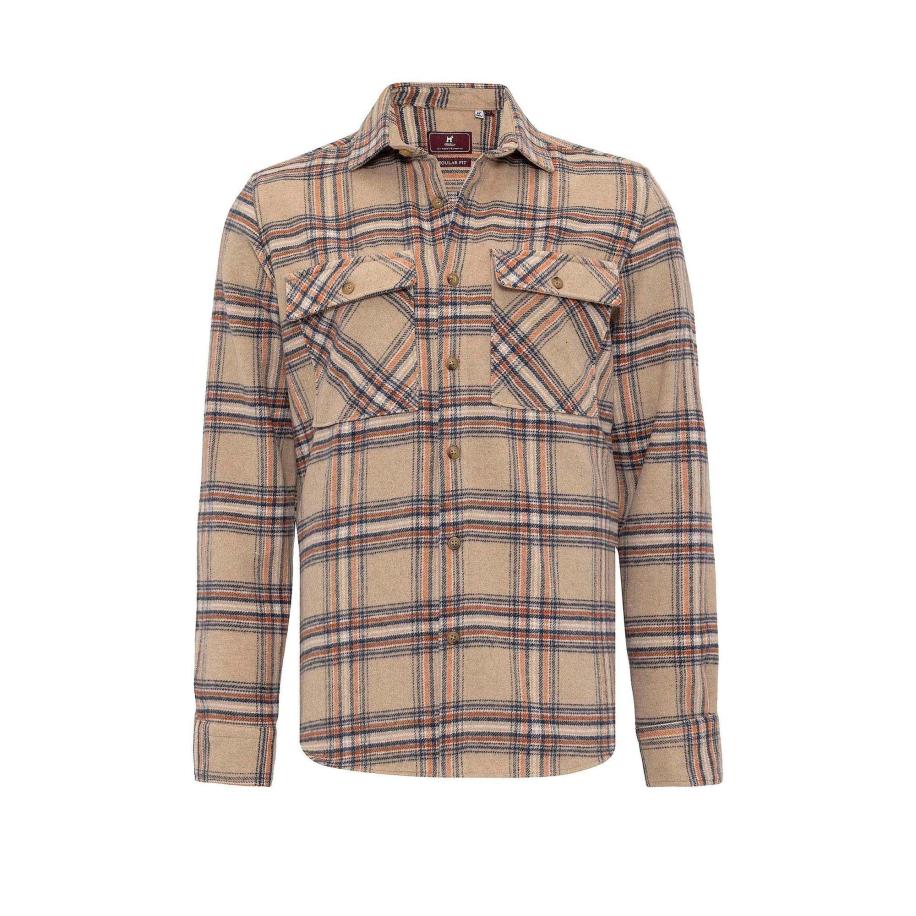 Williot Williot Overhemd bruin / lichtbruin / oranje / zwart -