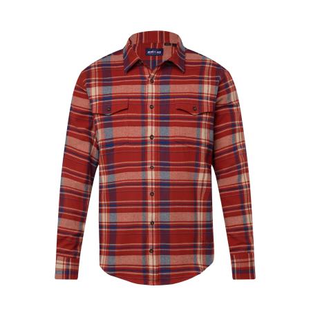 John F. Gee Overhemd ecru / enziaan / karmijnrood