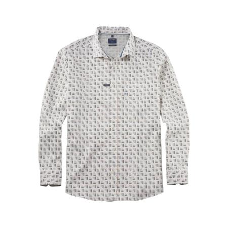 OLYMP Casual Flanellen Overhemd wit, Bedrukt