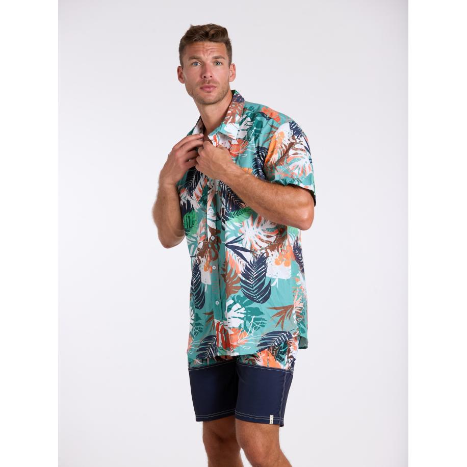 WAVEBREAKER wavebreaker Overhemd bruin / smaragd / koraal / wit -