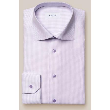 ETON Overhemd paars, Vichy ruit