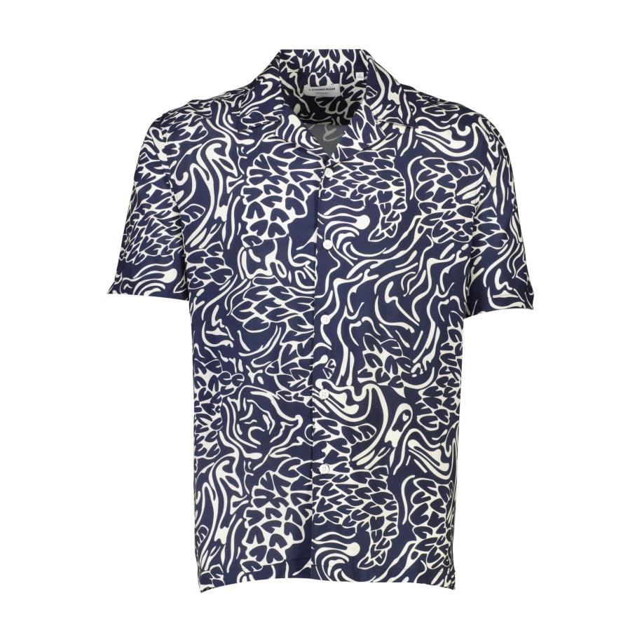 Lindbergh Overhemd Korte mouw donkerblauw Blauw