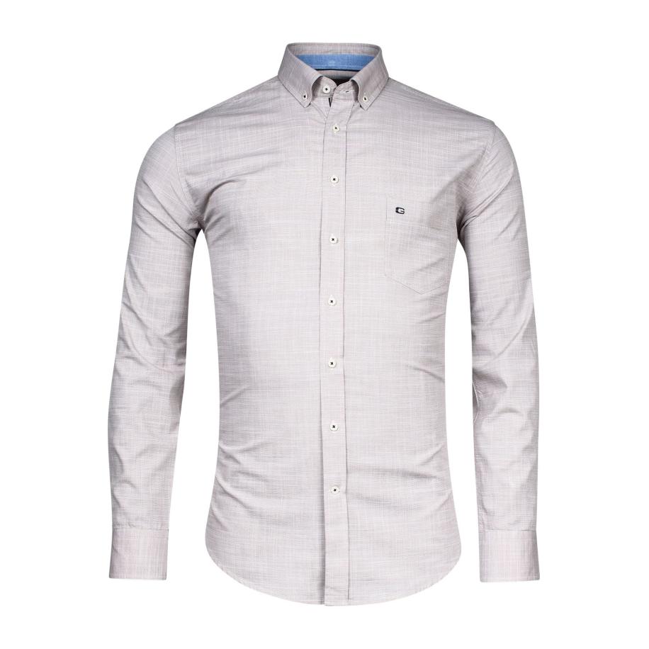 Giordano Overhemd beige, Melange Bruin