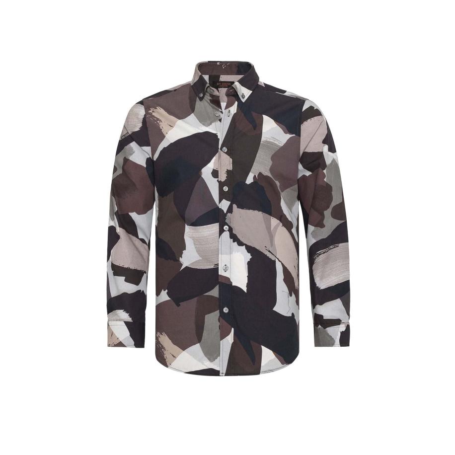 By Diess Collection By Diess Collection Overhemd bruin / donkerbruin / grijs / offwhite -