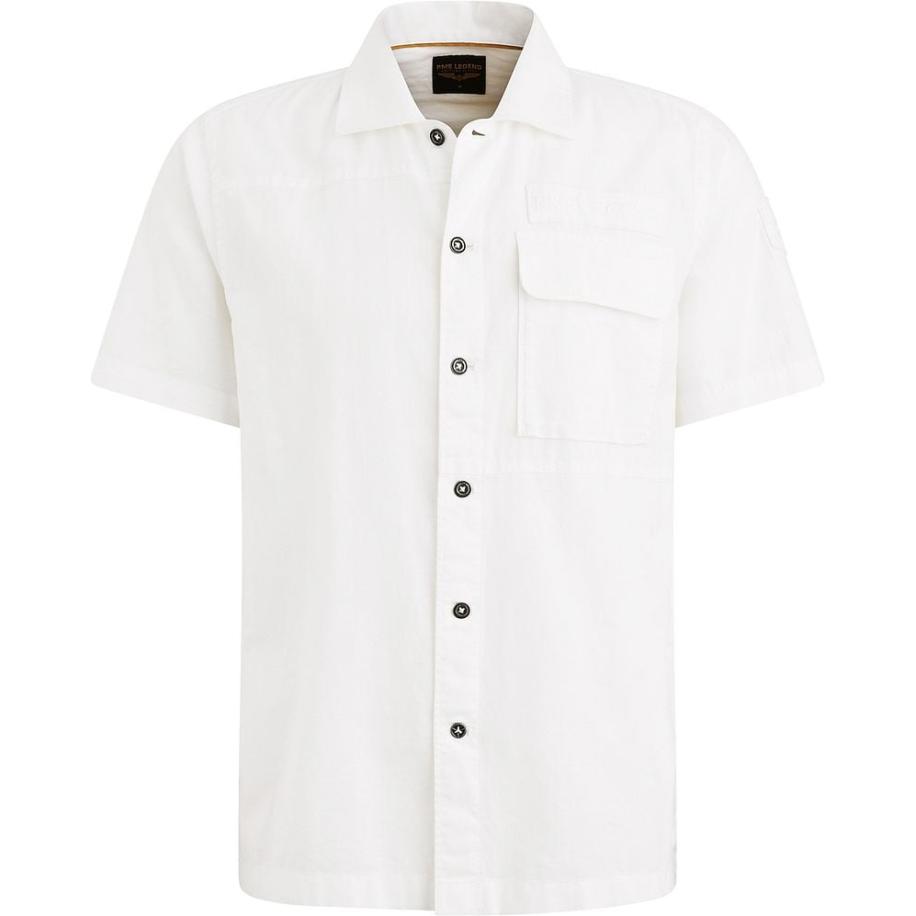 PME Legend Short Sleeve Overhemd Linen Blend Wit Wit