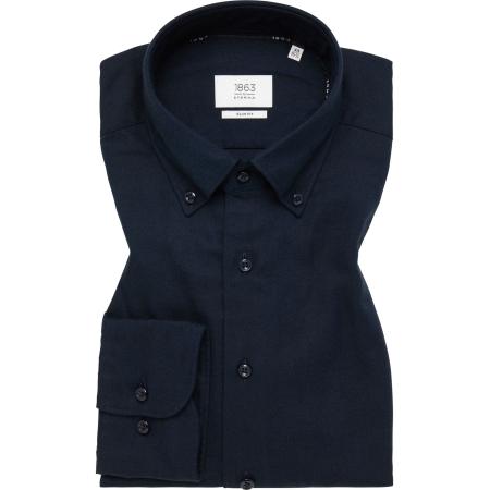 ETERNA 1863 Flanellen Overhemd marine, Effen