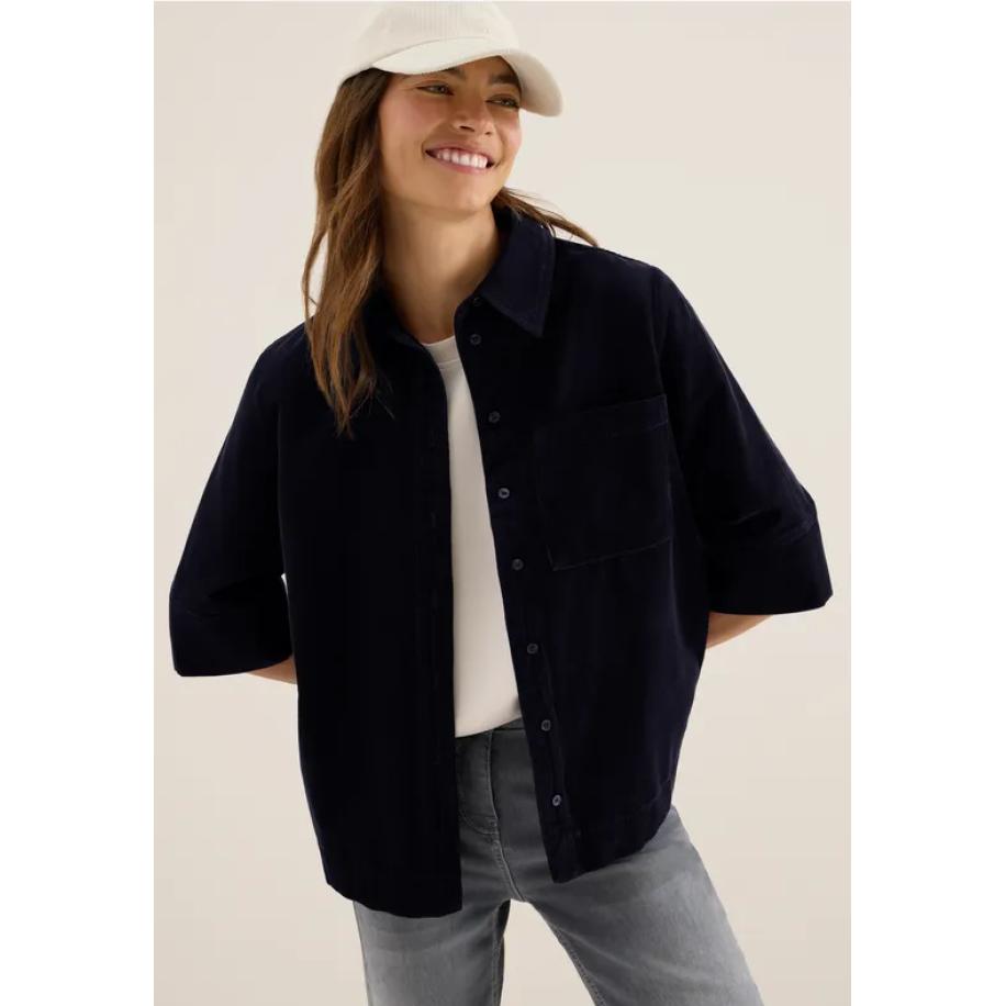 CECIL Corduroy overhemd blouse Blauw