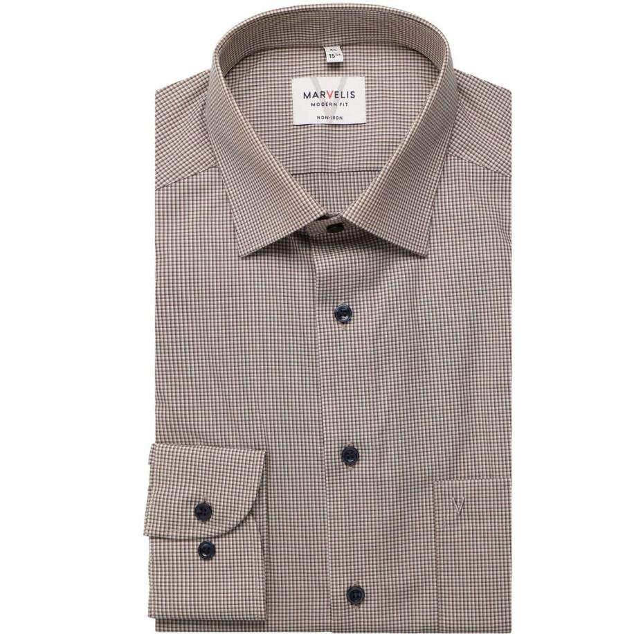 Marvelis Overhemd bruin/wit, Ruit Multicolor