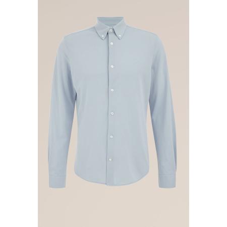 Fundamentals heren tall fit overhemd van piquéjersey - Slim/Tall fit - IJsblauw - Katoen - Maat: L