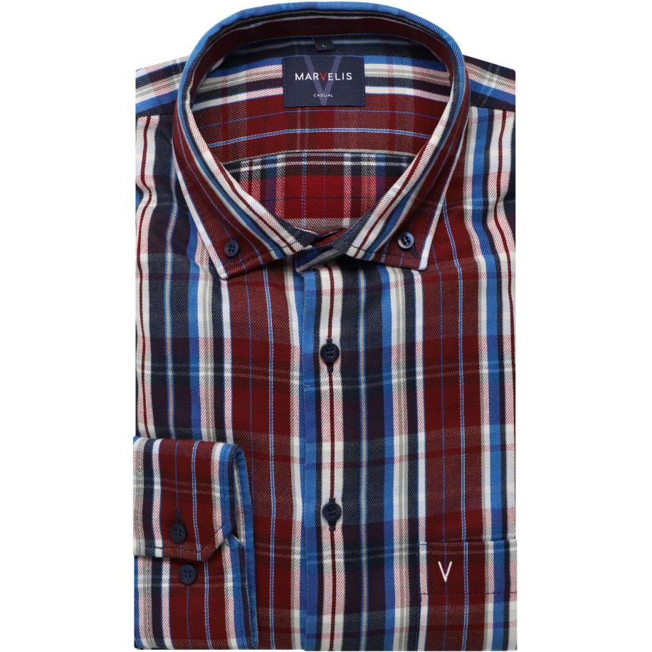 Marvelis Casual Flanellen Overhemd rood, Ruit Rood