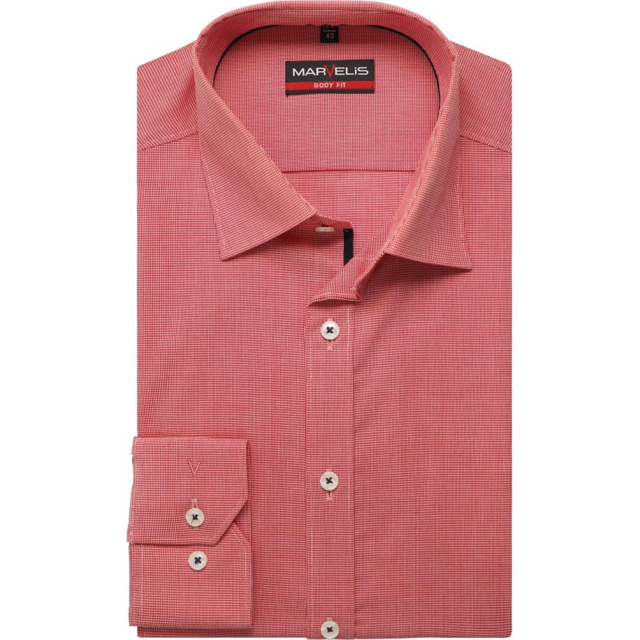Marvelis Overhemd rood, Pied De Poule Rood