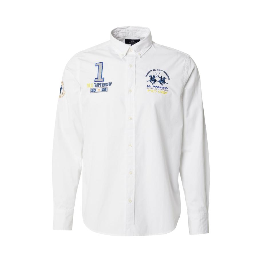 La Martina La Martina Overhemd donkerblauw / geel / zilvergrijs / wit -