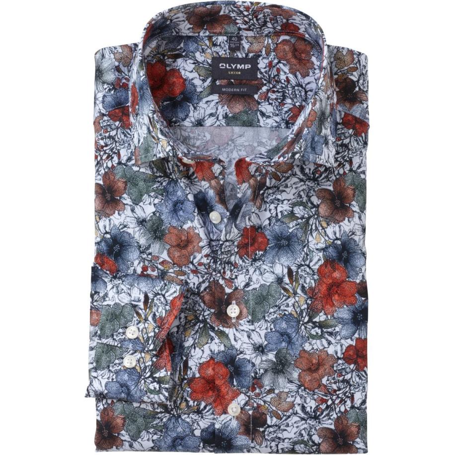 OLYMP Luxor Overhemd wit, Bedrukt Wit