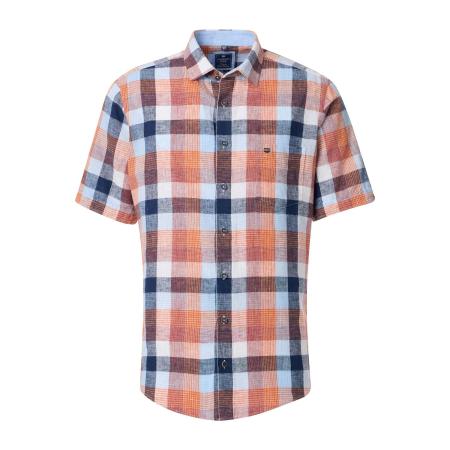 Redmond Casual Linnen Overhemd oranje, Ruit