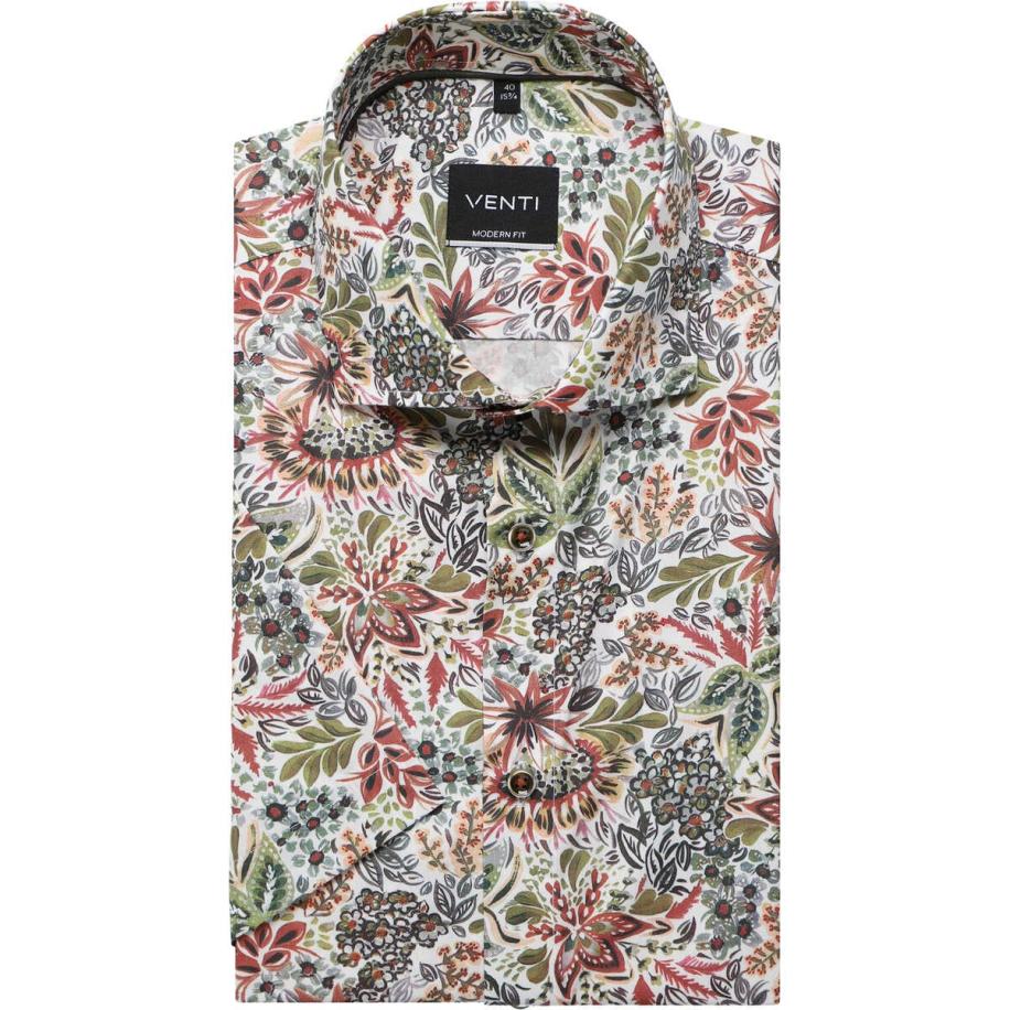 Venti Overhemd Korte mouw groen Groen