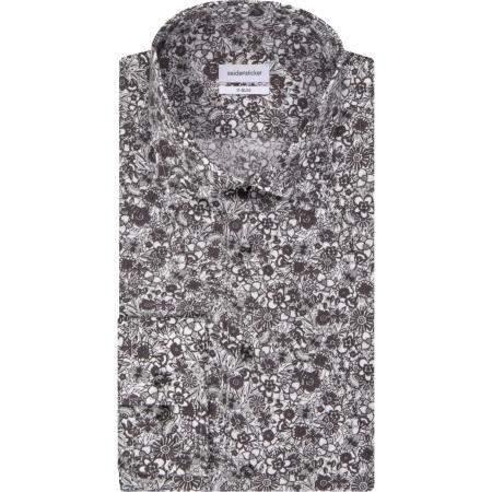Seidensticker Overhemd grijs, Bloemen