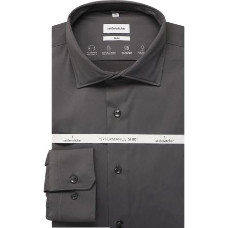 Seidensticker Overhemd grijs, Effen