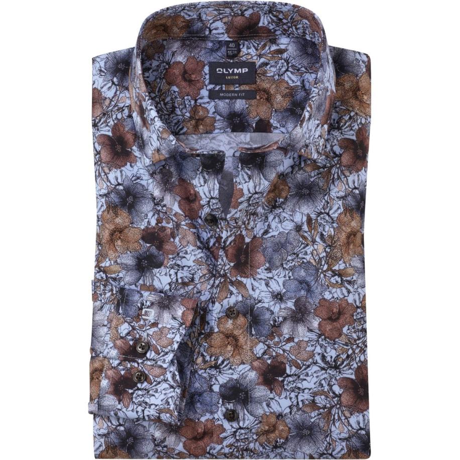 OLYMP Luxor Overhemd blauw, Bedrukt Blauw