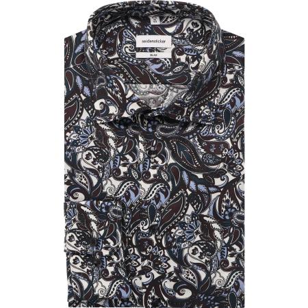 Seidensticker Overhemd blauw, Bedrukt