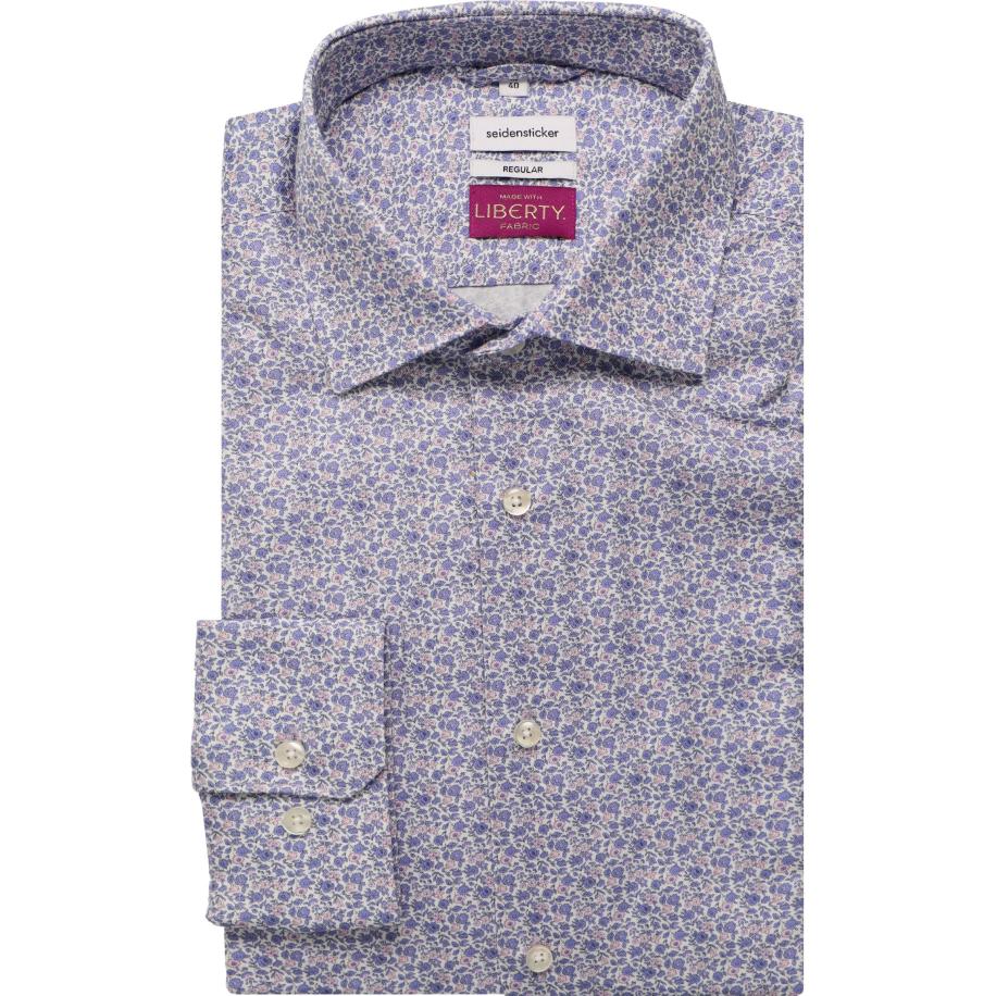 Seidensticker Overhemd lichtblauw, Bloemen Blauw