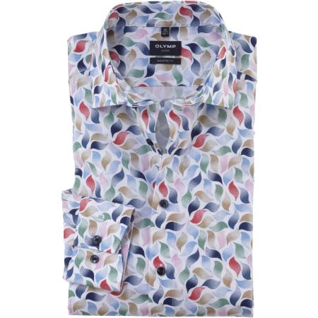 OLYMP Luxor Overhemd wit, Bedrukt