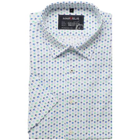 Marvelis Casual Overhemd Korte mouw blauw