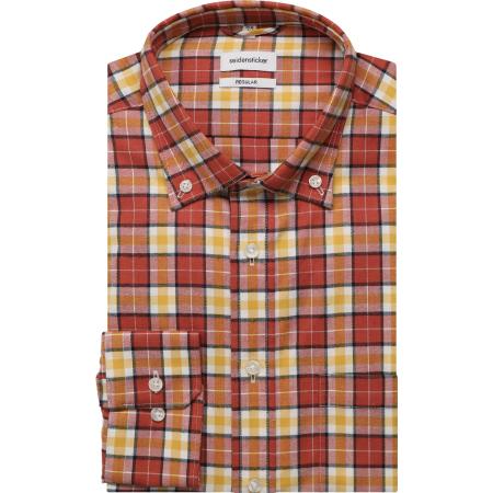 Seidensticker Flanellen Overhemd oranje, Ruit