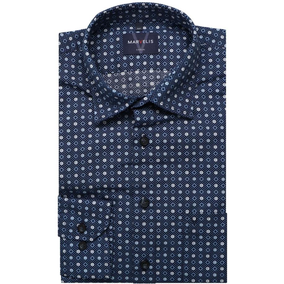 Marvelis Casual Overhemd marine, Motief Blauw
