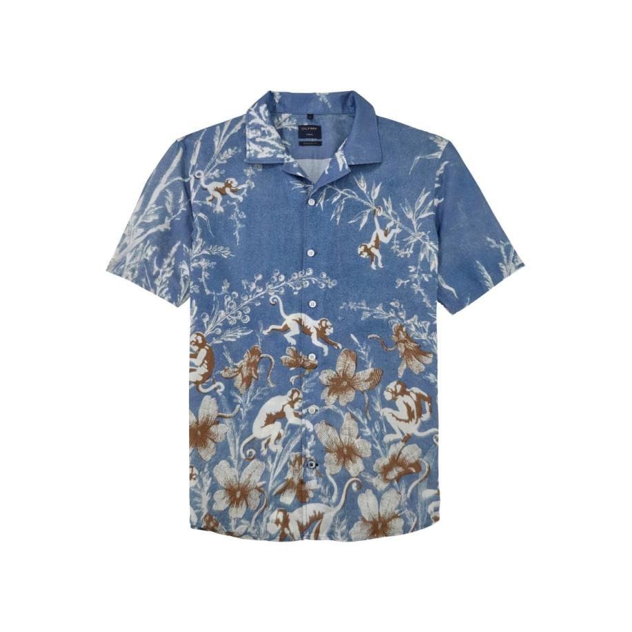 OLYMP Casual Overhemd Korte mouw blauw Blauw