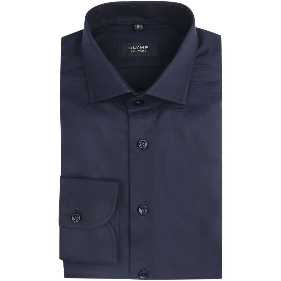 Olymp Signature Overhemd Twill Navy Blauw