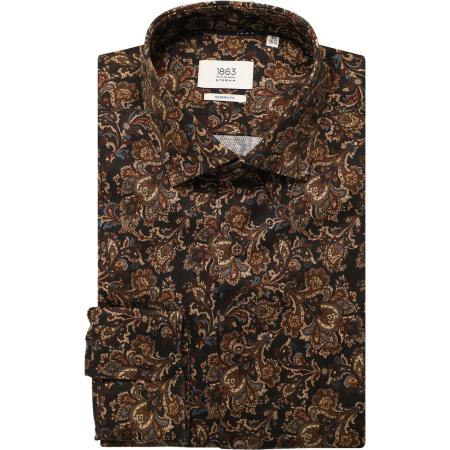 ETERNA 1863 Overhemd donkerbruin, Bedrukt