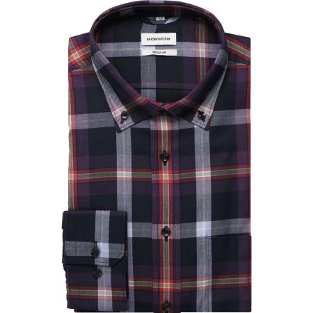 Seidensticker Flanellen Overhemd paars, Ruit