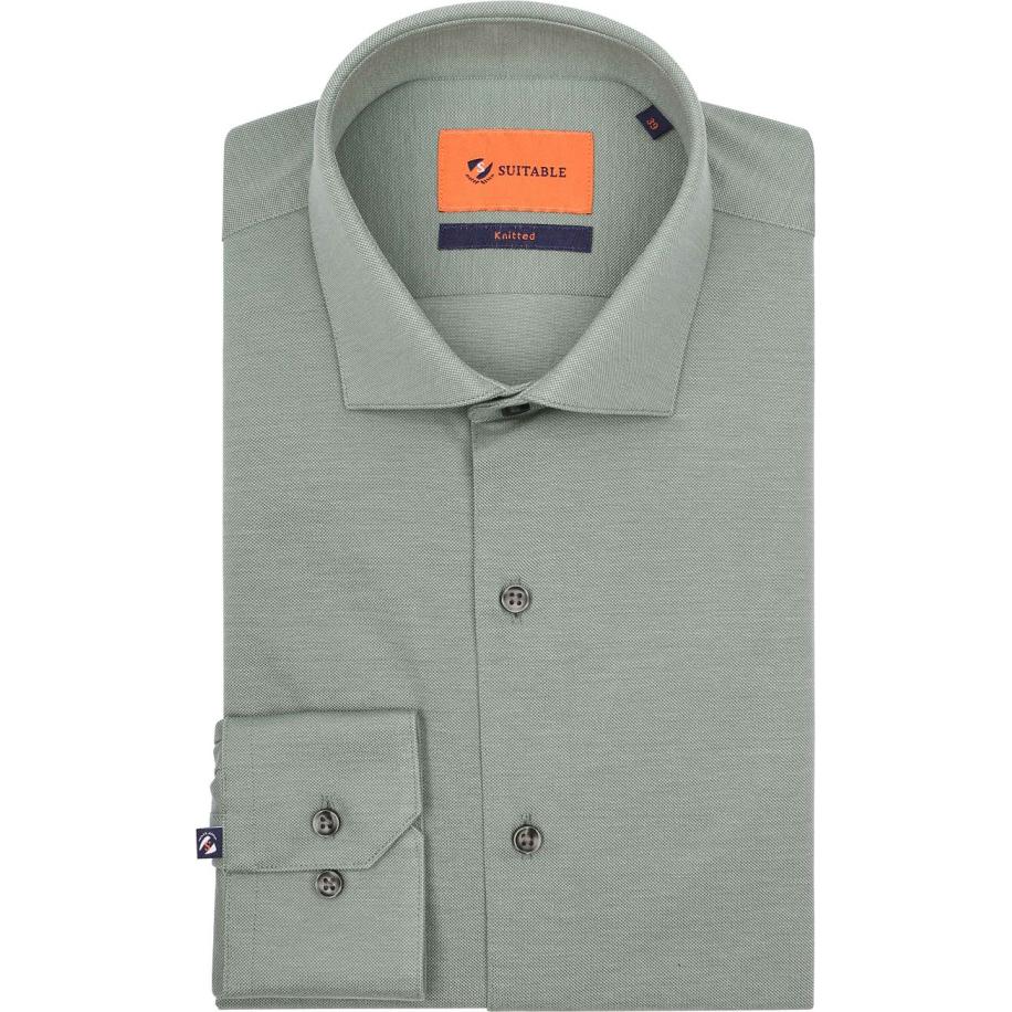 Suitable Overhemd Pique Groen Groen