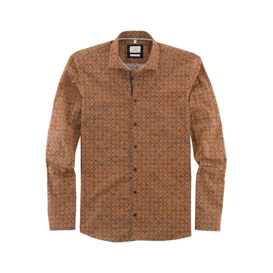OLYMP Level Five Smart Casual Overhemd rood, Bedrukt Rood