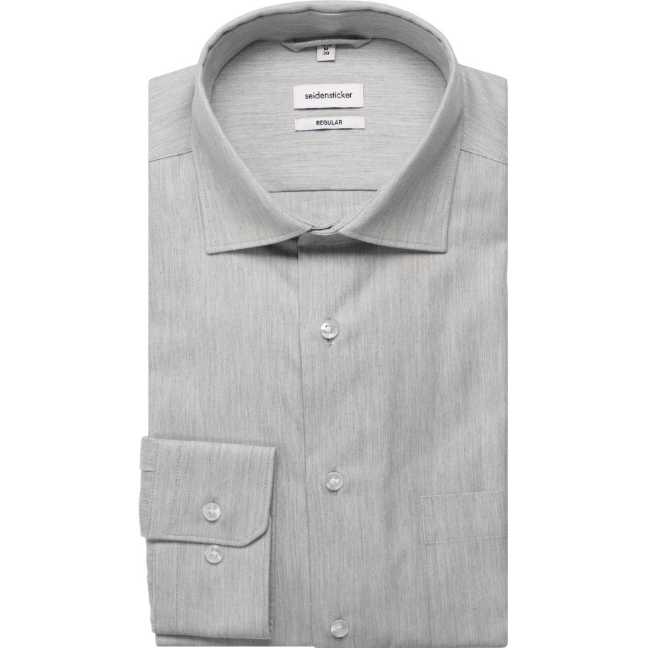 Seidensticker Flanellen Overhemd lichtgrijs, Effen Grijs
