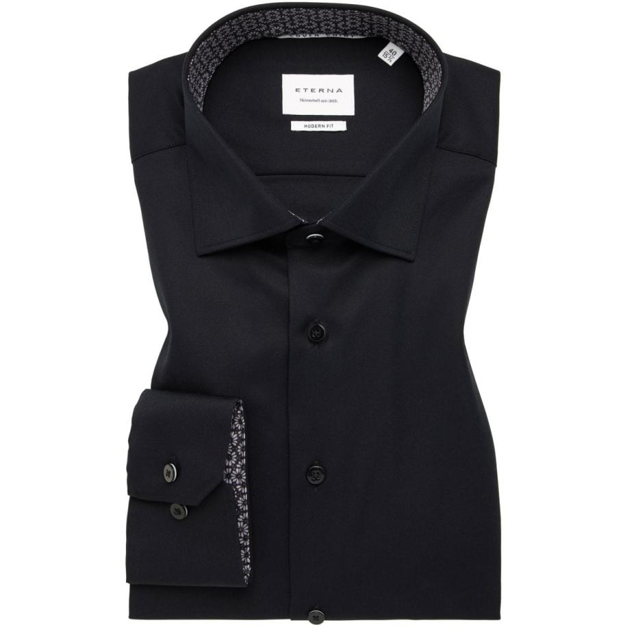ETERNA Cover Shirt Overhemd zwart, Effen Zwart