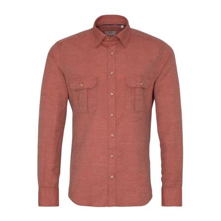 ETERNA 1863 Linnen Overhemd chianti, Effen