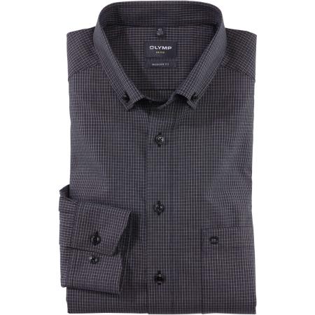 OLYMP Luxor Overhemd zwart, Ruit