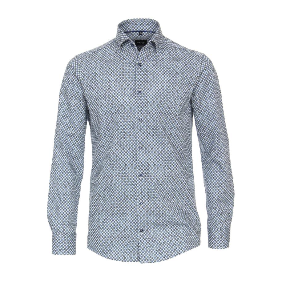 Venti Overhemd blauw, Bedrukt Blauw