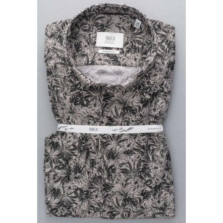 ETERNA 1863 Linnen Overhemd beige-bruin, Bedrukt