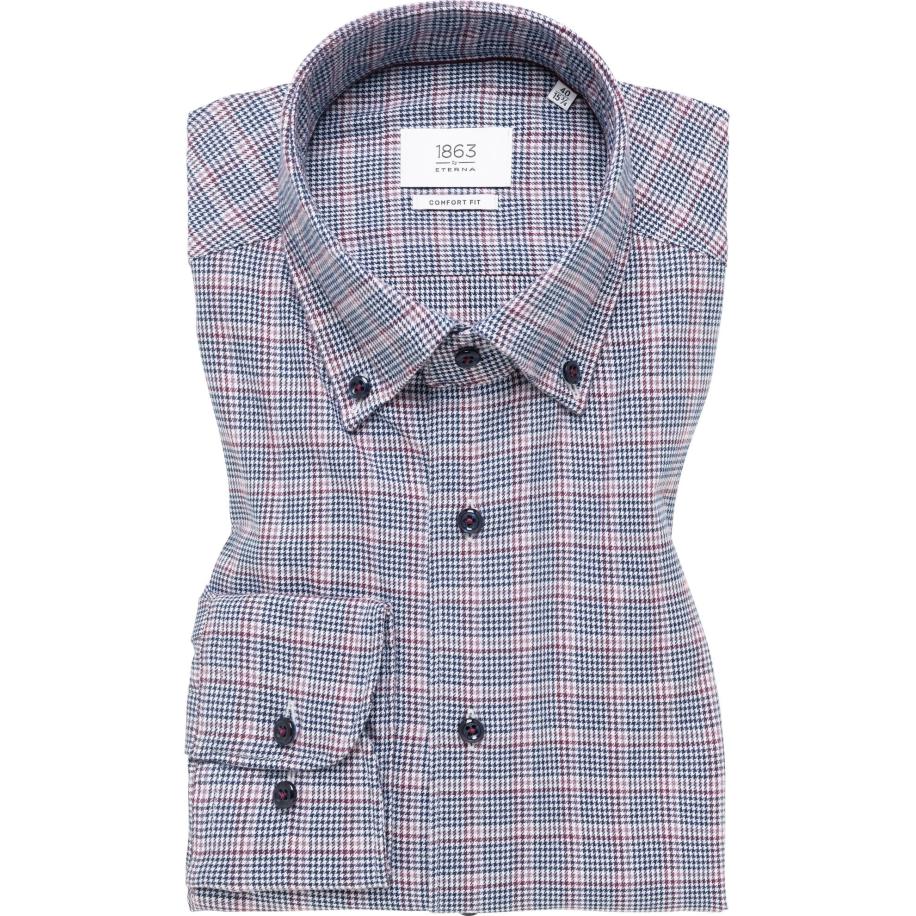 ETERNA 1863 Flanellen Overhemd bordeaux, Ruit Rood