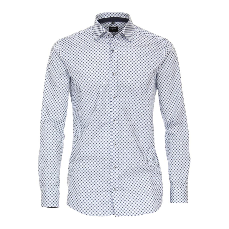 Venti Overhemd blauw, Bedrukt Blauw