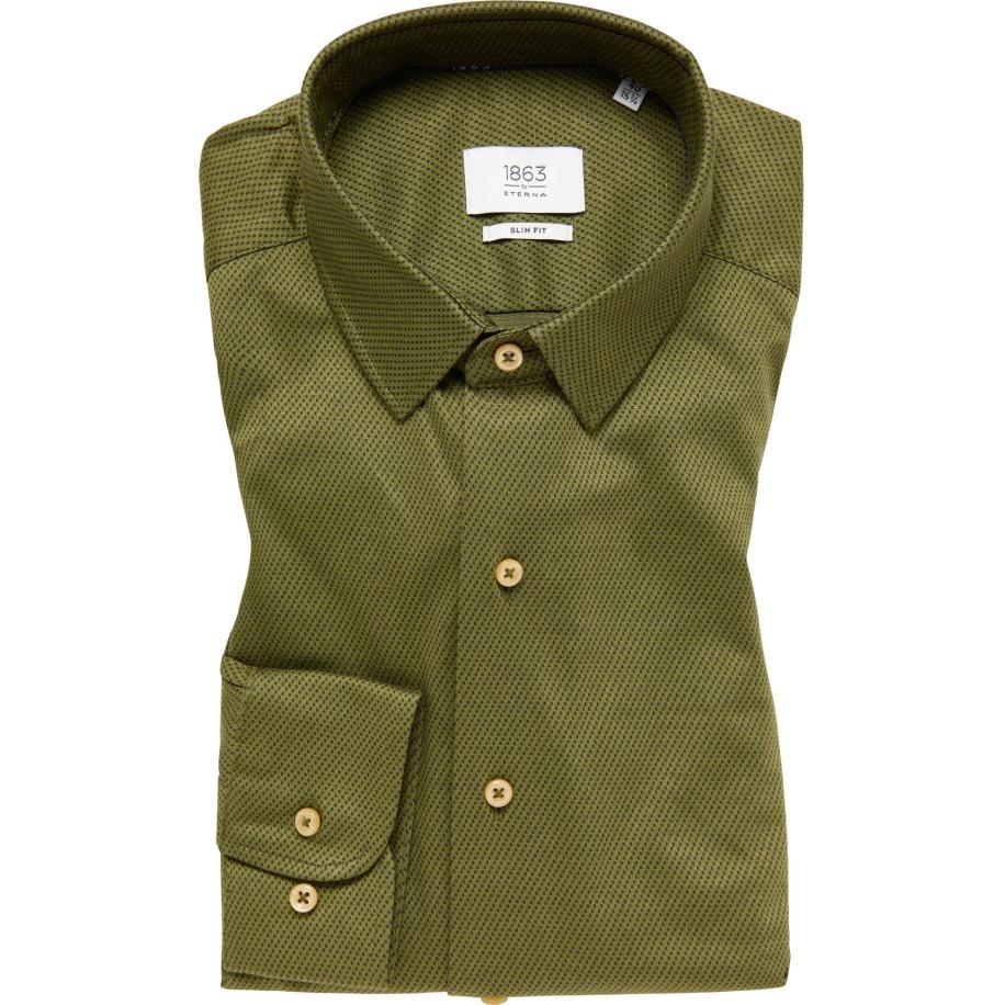 ETERNA 1863 Jersey shirt groen, Gestructureerd Groen