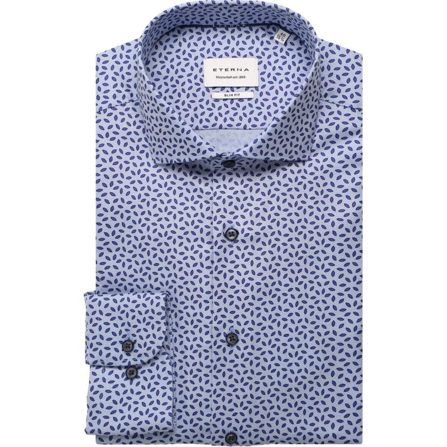 ETERNA Overhemd middenblauw, Bedrukt Blauw